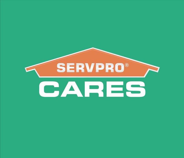 SERVPRO logo with the word CARES on a green background