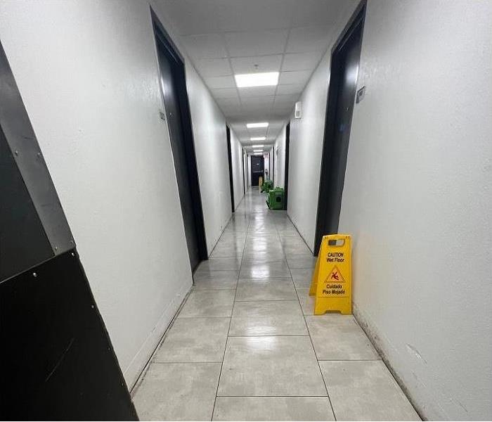 water damaged hallway of commercial property