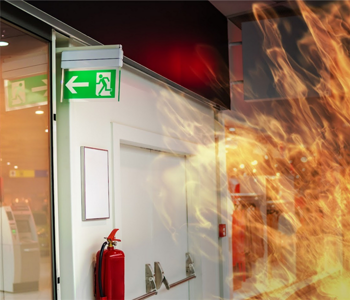 a fire ablaze in a clothes store